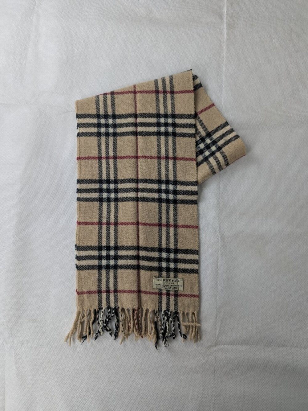 Burberry Check Beige Scarf Unisex | 90% Merinowool 10% Cashme | Authentic | Used